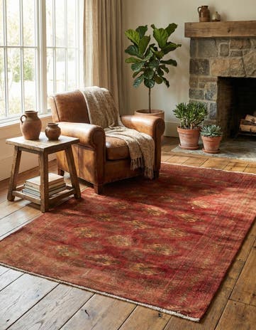 3' 5 x 4' 9 Hand Knotted Torkaman Persian Wool Rug