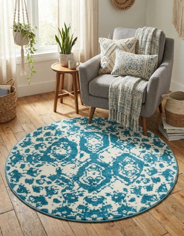 Blue Veneto Round Rug