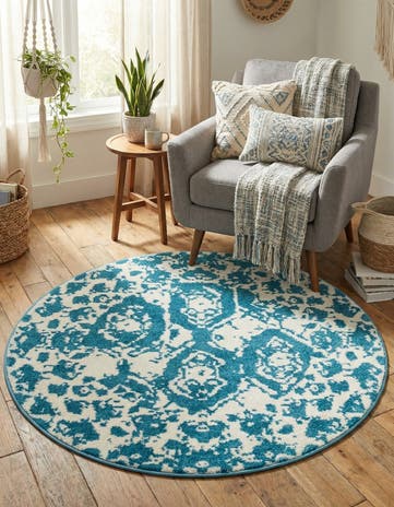 Blue Veneto Round Rug