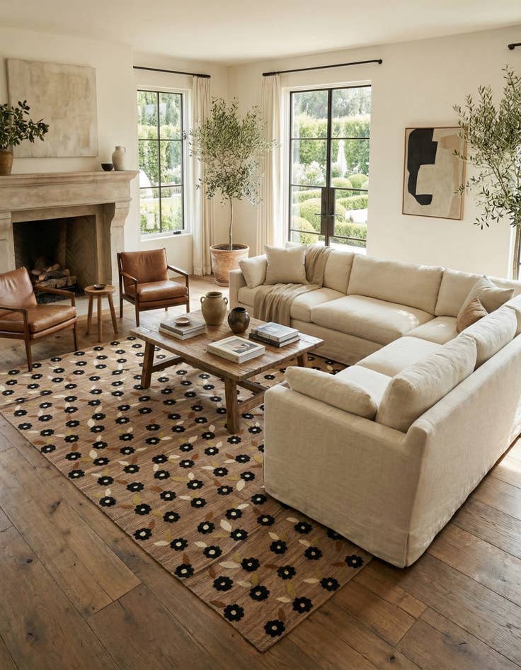 Detail image of 9' 1 x 11' 9  Hand Woven Kilim Modern Rug