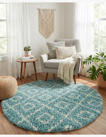 5' 3 x 5' 3 Trellis Shag Round Rug