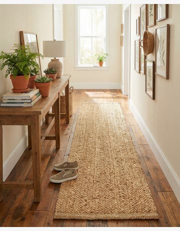 Natural Handmade Heirloom Braided Jute Runner Rug