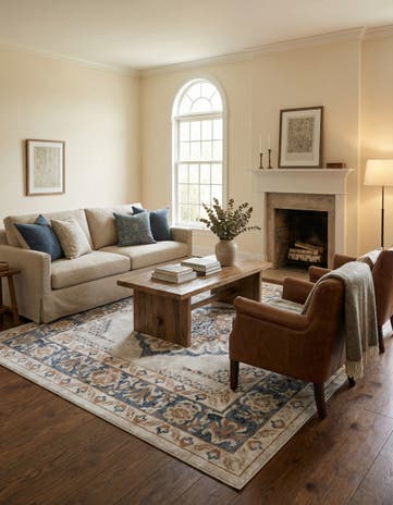 Cream Oxford Square Rug