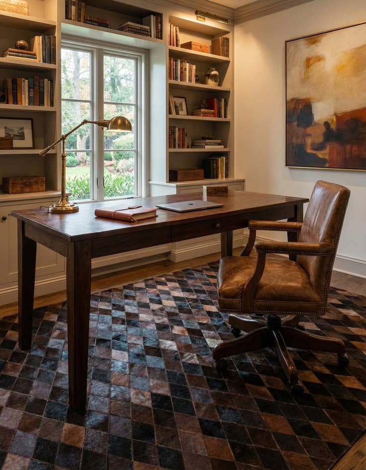 Detail image of 5' 8 x 8' Cowhide Stocks Rug