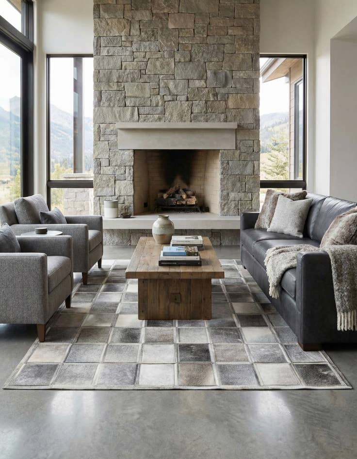 Detail image of 5' 4 x 7' 7 Cowhide Leather Rug