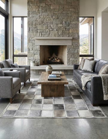 5' 4 x 7' 7 Cowhide Leather Rug