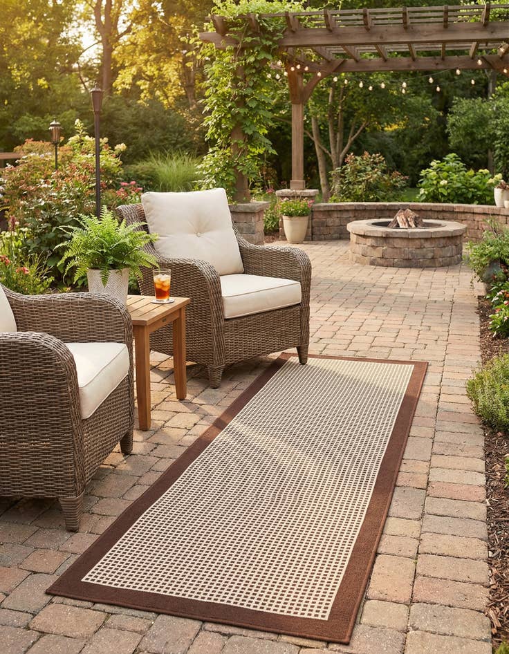 Detail image of 2' 7 x 12' Easy-Clean Border Indoor / Outdoor Runner Rug