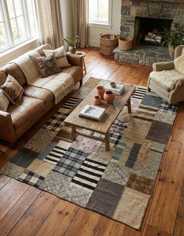 6' 7 x 9' 6 Hand Woven Kilim Patchwork Wool Rug