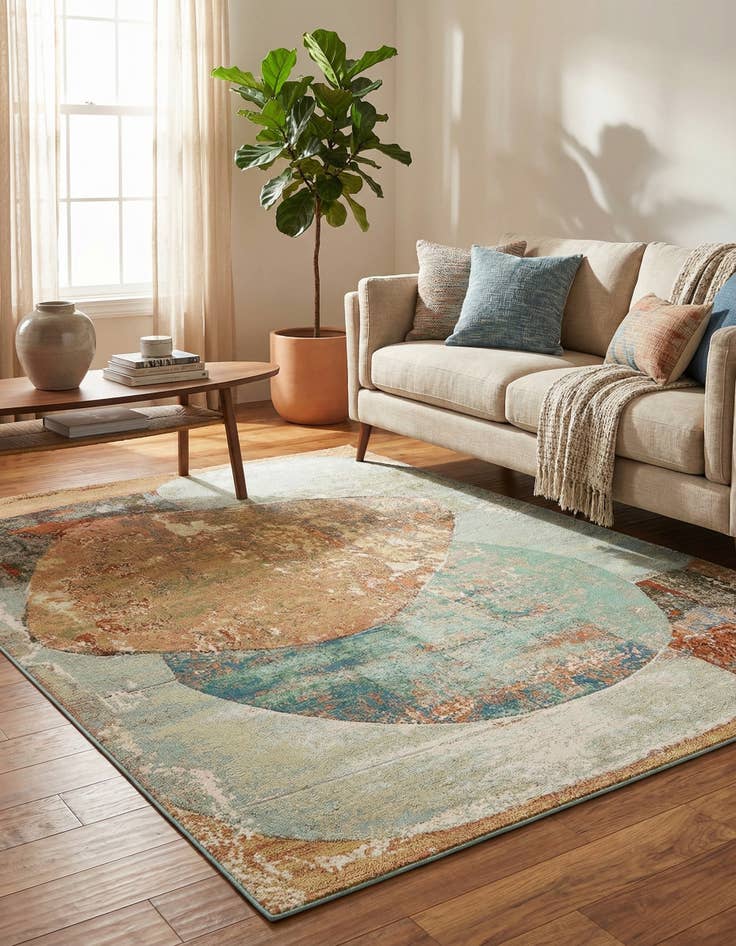 Detail image of  5' 3 x 8'  Washable Modern Indoor / Outdoor Rug