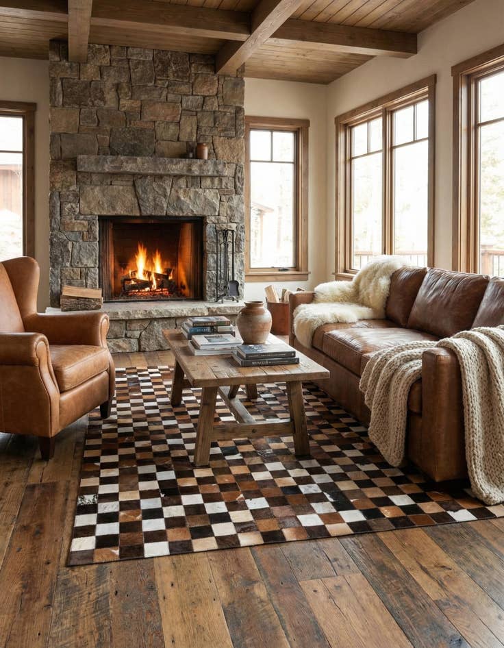 Detail image of 5' x 7' 11 Cowhide Stocks Rug