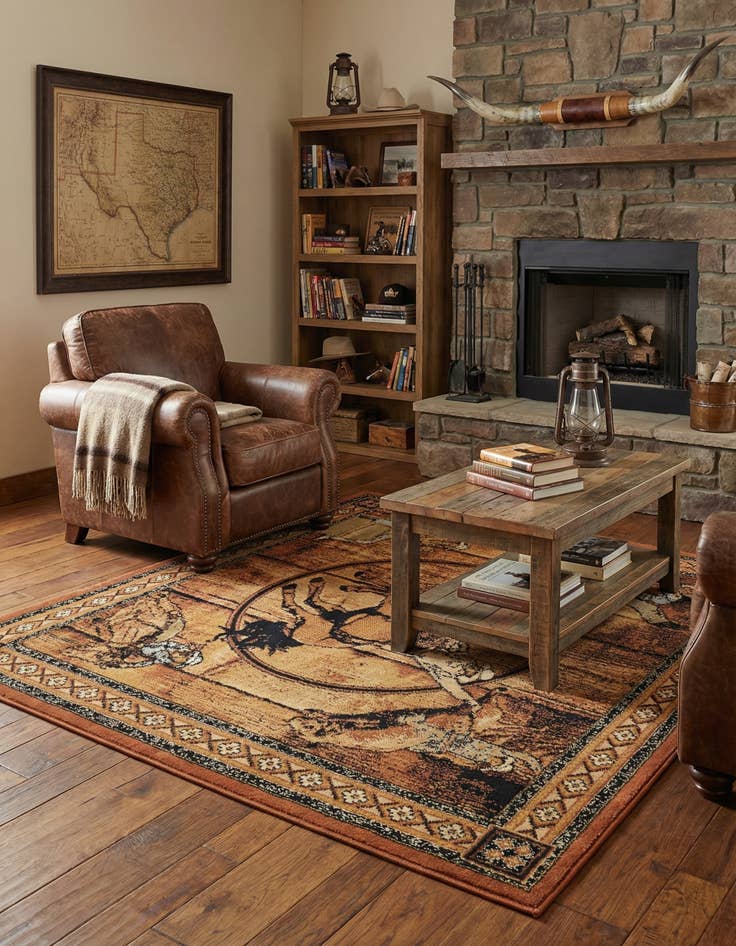 Detail image of  5' 3 x 5' 3 Pioneer Square Rug