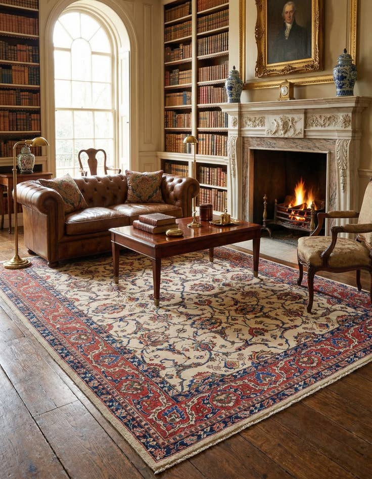 Detail image of 8' 8 x 11' 10 Hand Knotted Kashan Persian Wool Rug