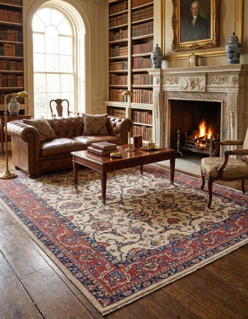 8' 8 x 11' 10 Hand Knotted Kashan Persian Wool Rug