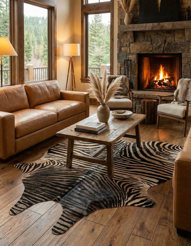 Detail image of 6' x 6' 6 Cowhide Leather Freeform Rug