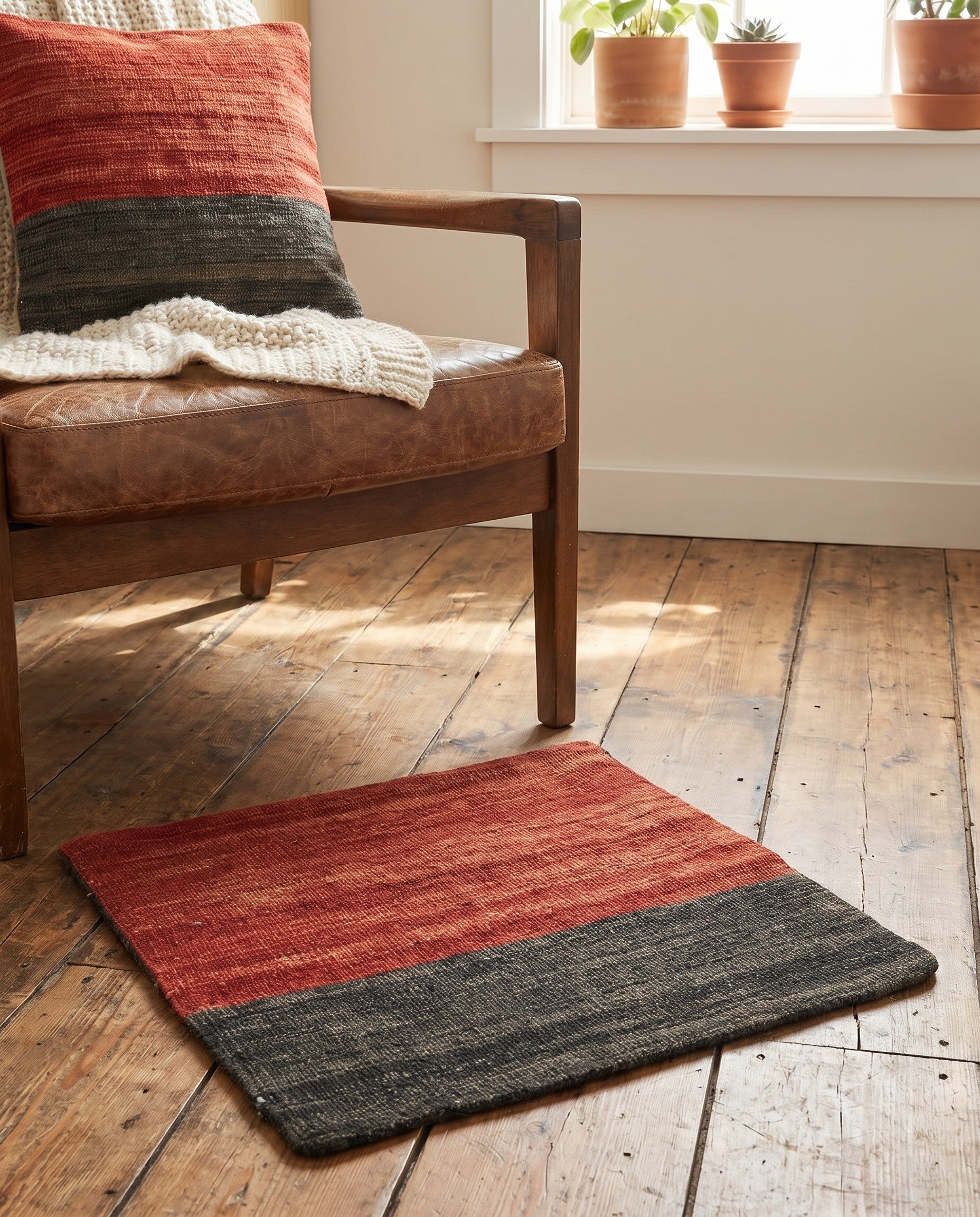 1' 5 x 1' 6 Hand Woven Pillow Wool Square Rug