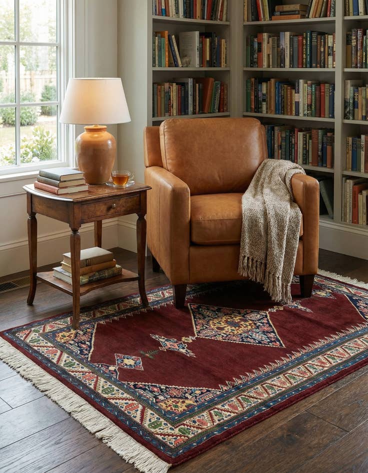 Detail image of 4' 3 x 6' 4  Hand Knotted Bokhara Oriental Wool Rug