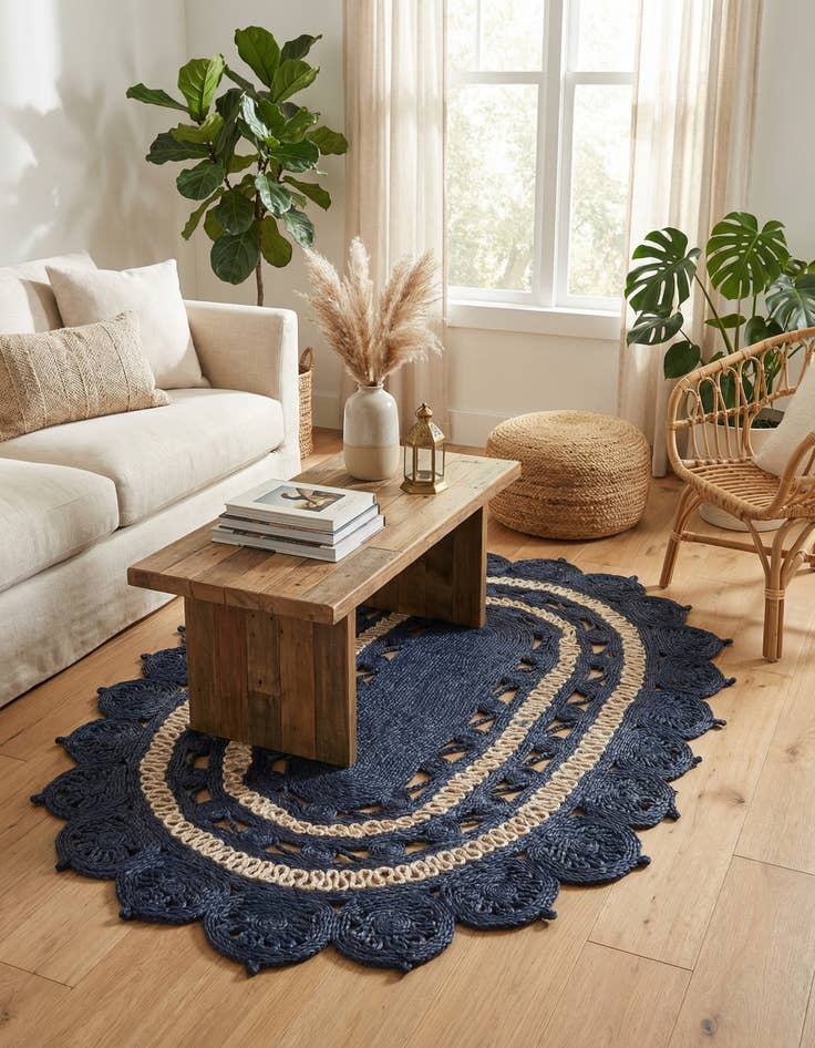 Detail image of 4' 1 x 6' 1  Hand Braided Jute Oval Rug