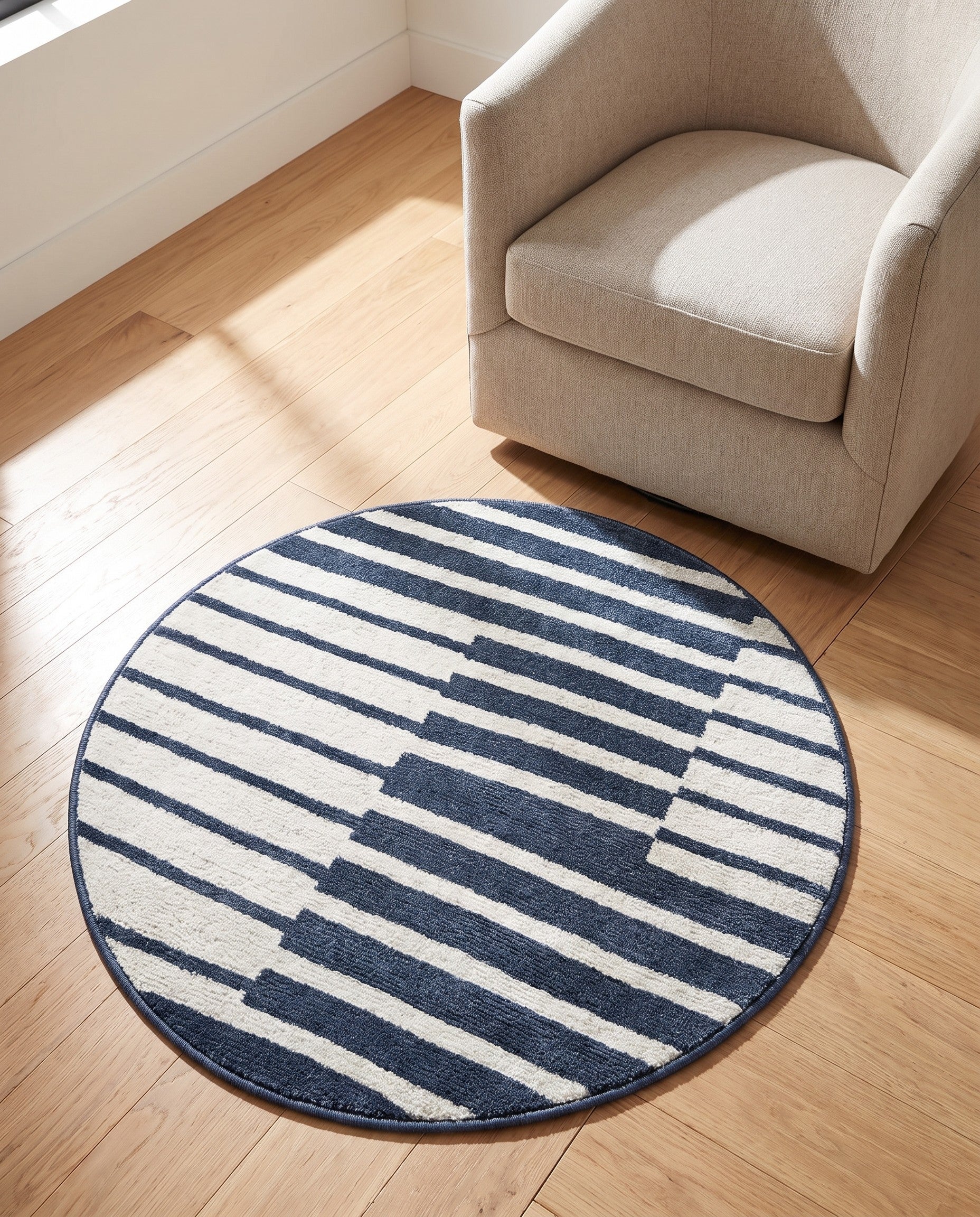 Blue Oslo Round Rug