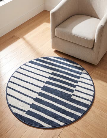 Blue Oslo Round Rug