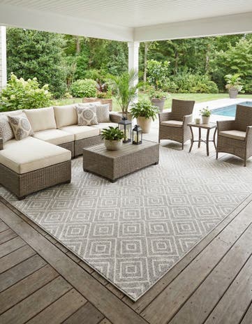 Gray Easy-Clean Sabrina Soto Indoor / Outdoor Square Rug