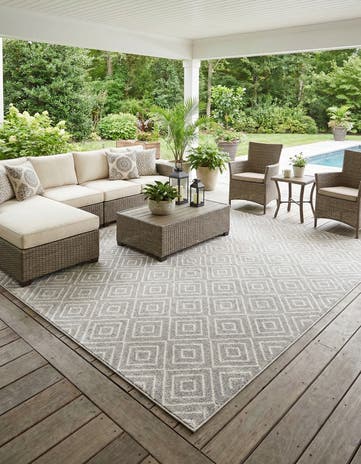 Gray Easy-Clean Sabrina Soto Indoor / Outdoor Square Rug