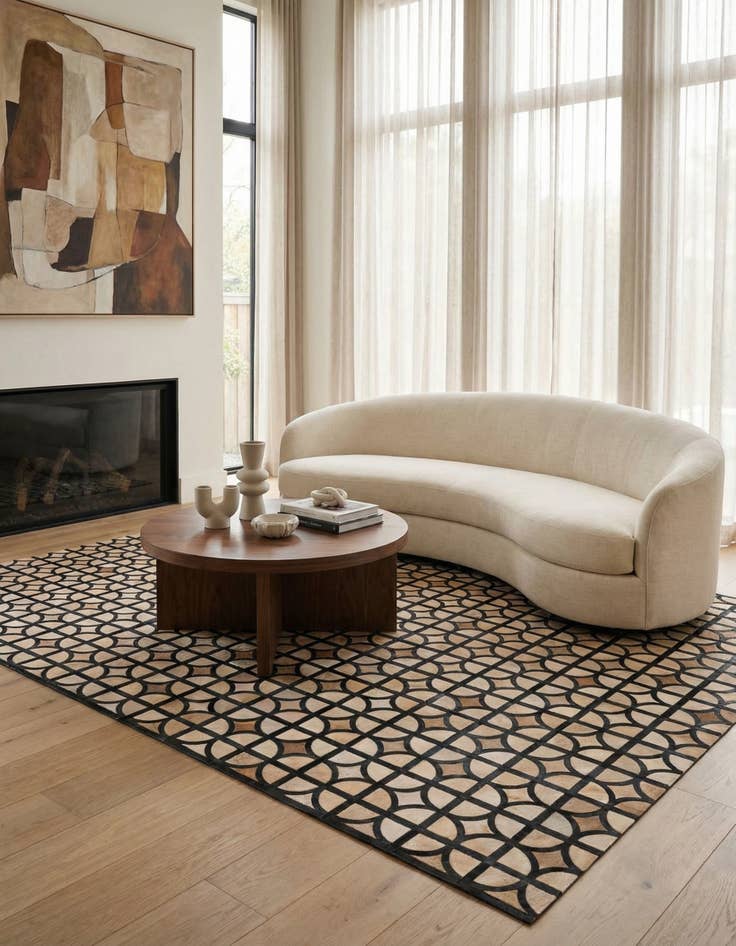 Detail image of  8' 1 x 10' Cowhide Leather Rug