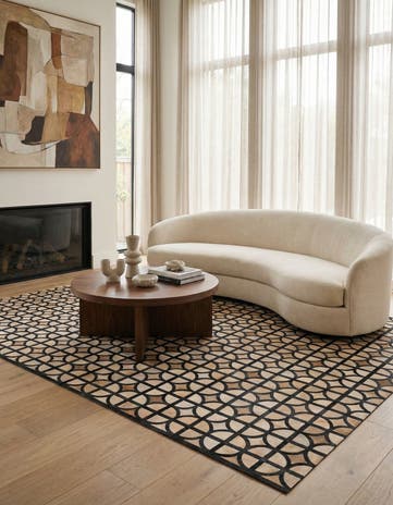 8' 1 x 10' Cowhide Leather Rug