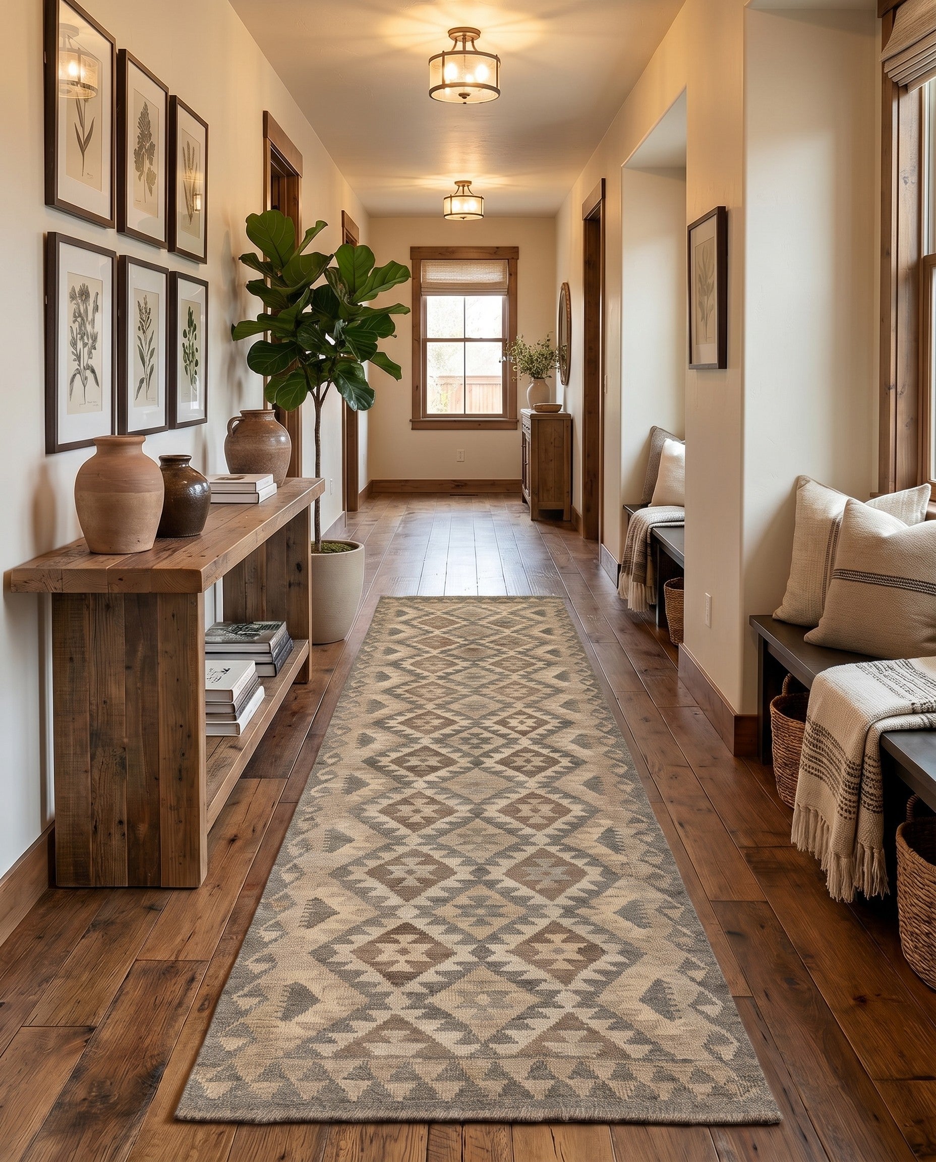 2' 9 x 9' 10 Hand Woven Kilim Maymana Wool Runner Rug