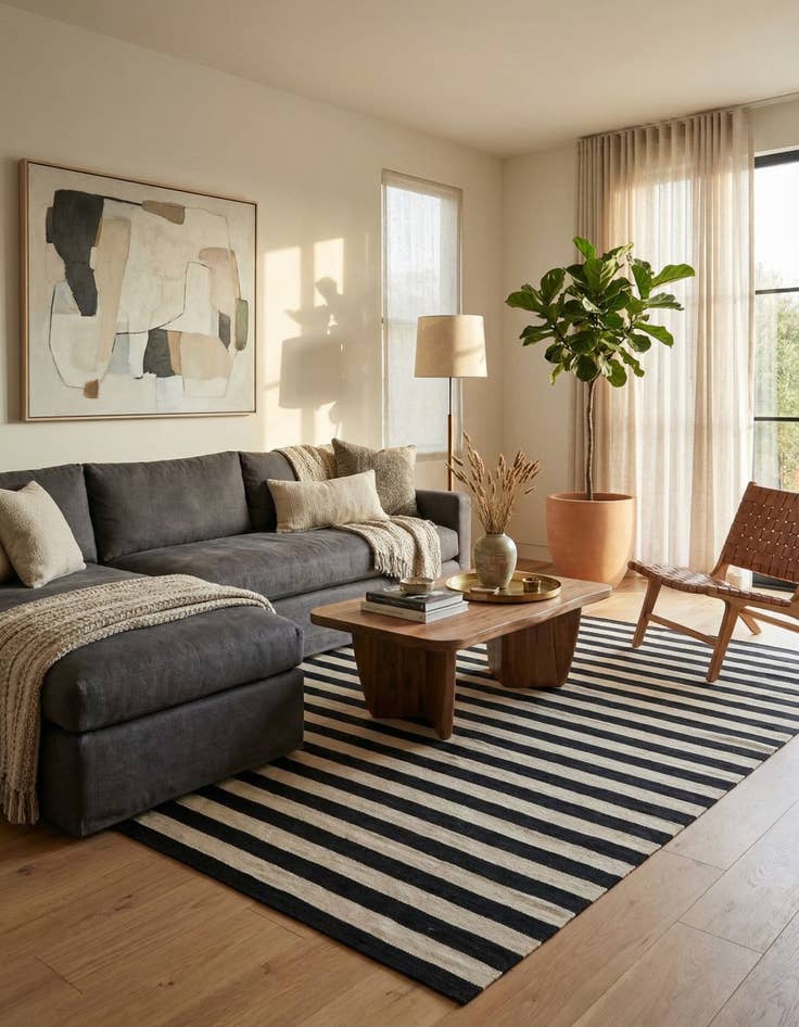 Detail image of 6' 9 x 9' 8  Hand Woven Kilim Modern Wool Rug