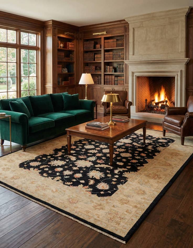 Detail image of 6' 9 x 9' 9  Hand Knotted Peshawar Ziegler Rug