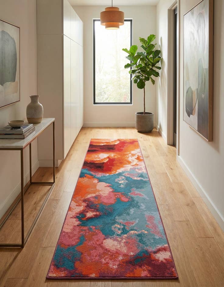 Detail image of 2' 7 x 10' Easy-Clean Modern Indoor / Outdoor Runner Rug