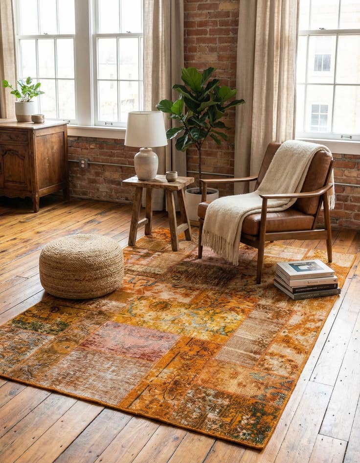 Detail image of  4' x 5' 10  Hand Knotted Ultra Vintage Persian Wool Rug