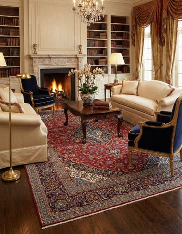 10' 1 x 14' 1 Hand Knotted Kashan Persian Wool Rug