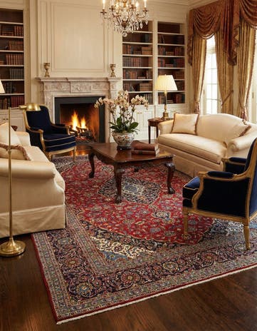 10' 1 x 14' 1 Hand Knotted Kashan Persian Wool Rug