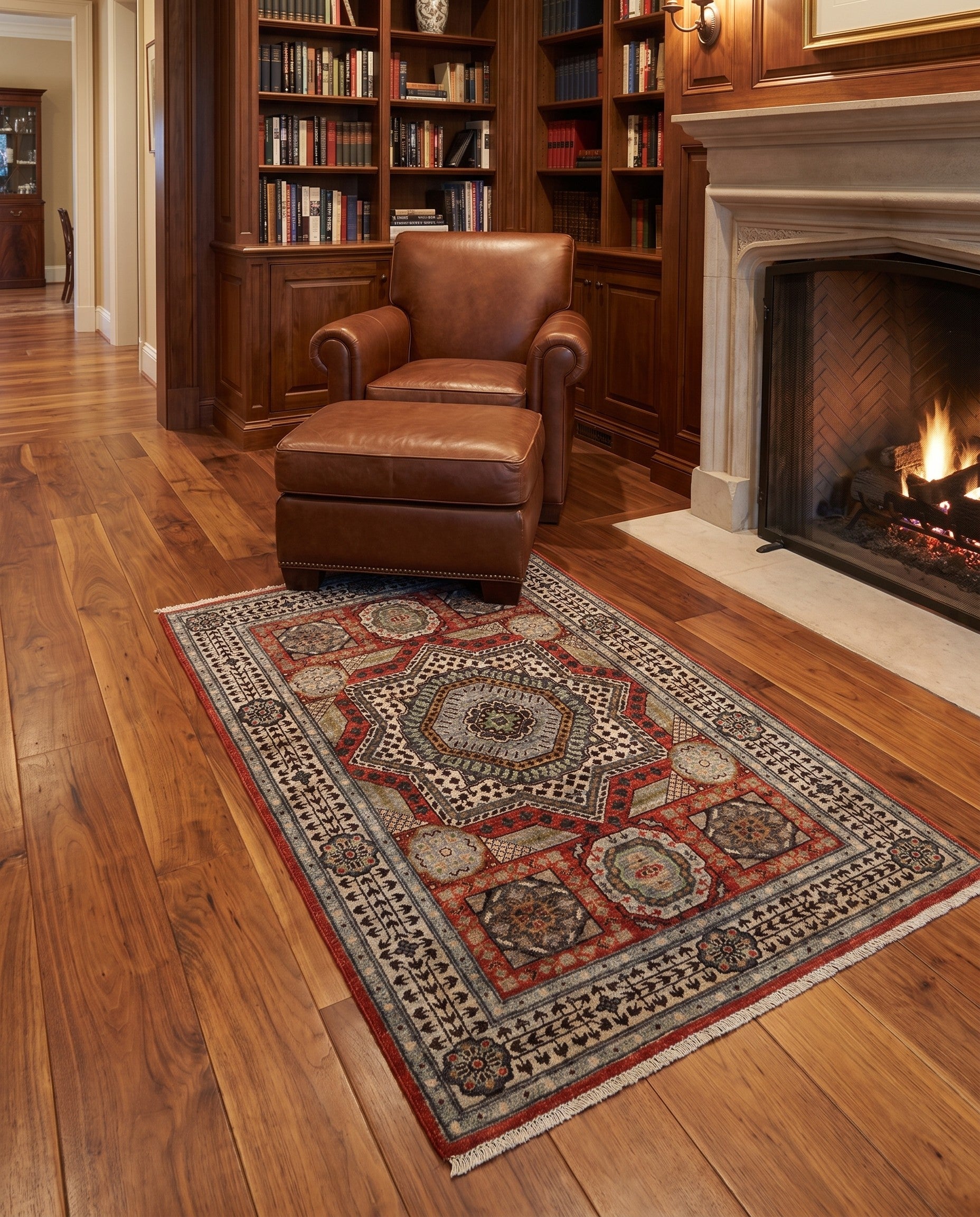 3' 5 x 4' 10 Hand Knotted Mamluk Ziegler Rug