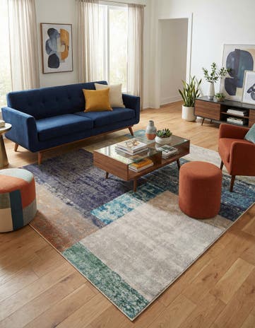 Washable Vivid Square Rug