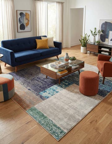 Washable Vivid Square Rug