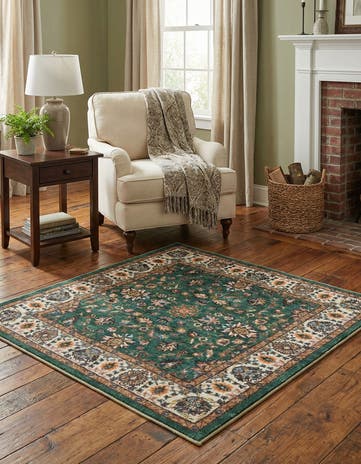 Emerald Green Medina Square Rug