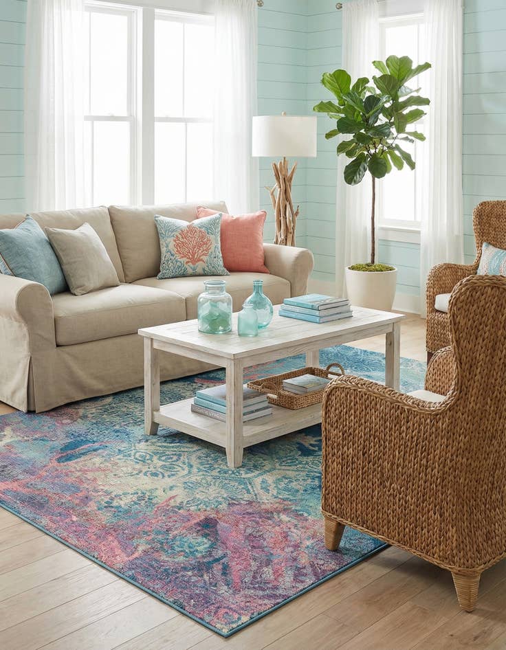 Detail image of 6' x 9'  Washable Coastal Indoor / Outdoor Rug