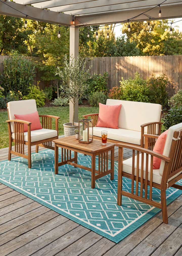 4' x 6' Easy-Clean Trellis Indoor / Outdoor Rug