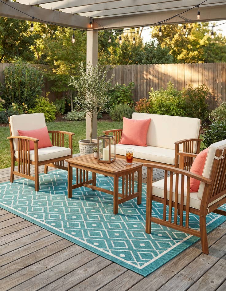 Detail image of 4' x 6' Easy-Clean Trellis Indoor / Outdoor Rug