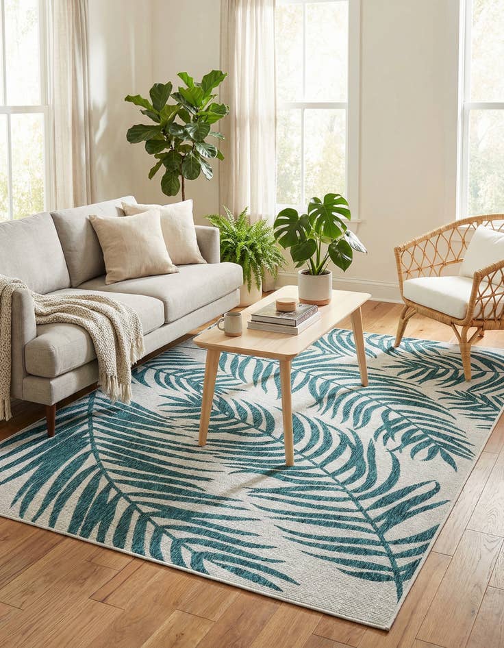 Detail image of 6' x 9'  Washable Botanical Indoor / Outdoor Rug