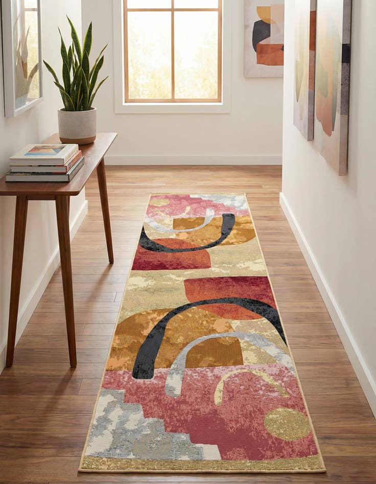 Detail image of 2' 7 x 10'  Washable Modern Indoor / Outdoor Runner Rug