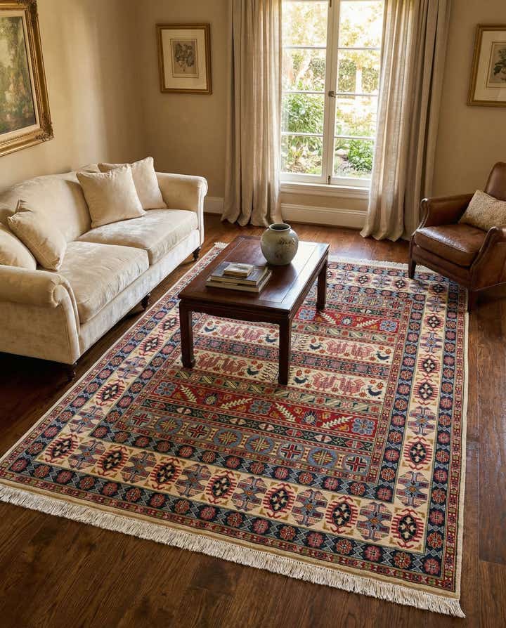 6' 7 x 9' 10 Hand Knotted Kazak Rug