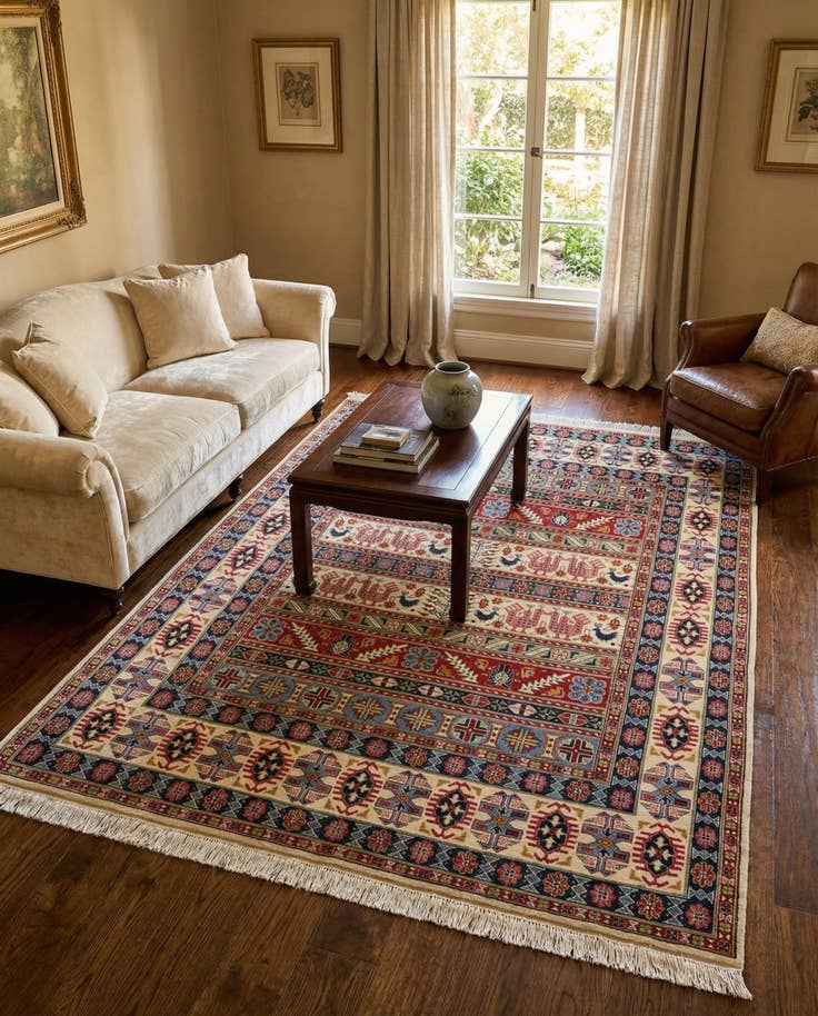 Detail image of 6' 7 x 9' 10 Hand Knotted Kazak Rug