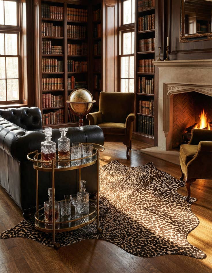 Detail image of  5' 10 x 6' 10 Cowhide Leather Freeform Rug