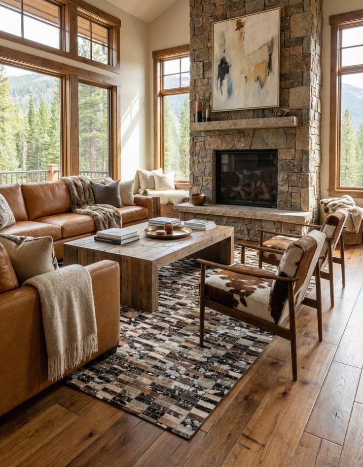 Detail image of 5' 1 x 8' Cowhide - Patchwork Rug