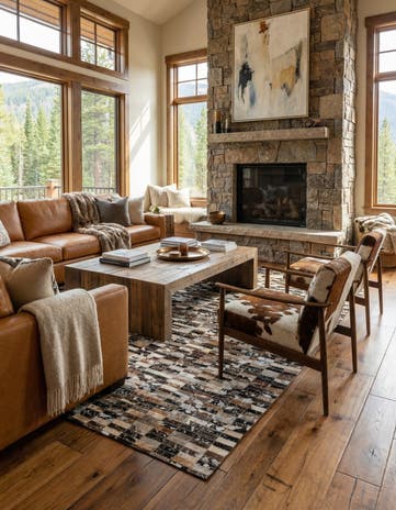 5' 1 x 8' Cowhide - Patchwork Rug
