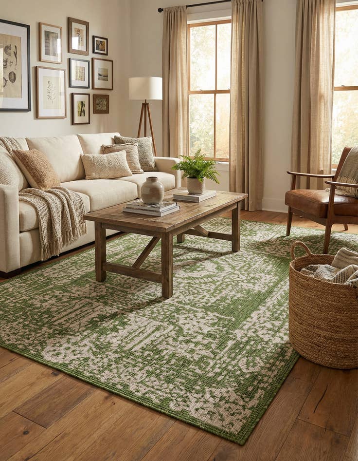 Detail image of 6' x 9'  Washable Traditional Indoor / Outdoor Rug