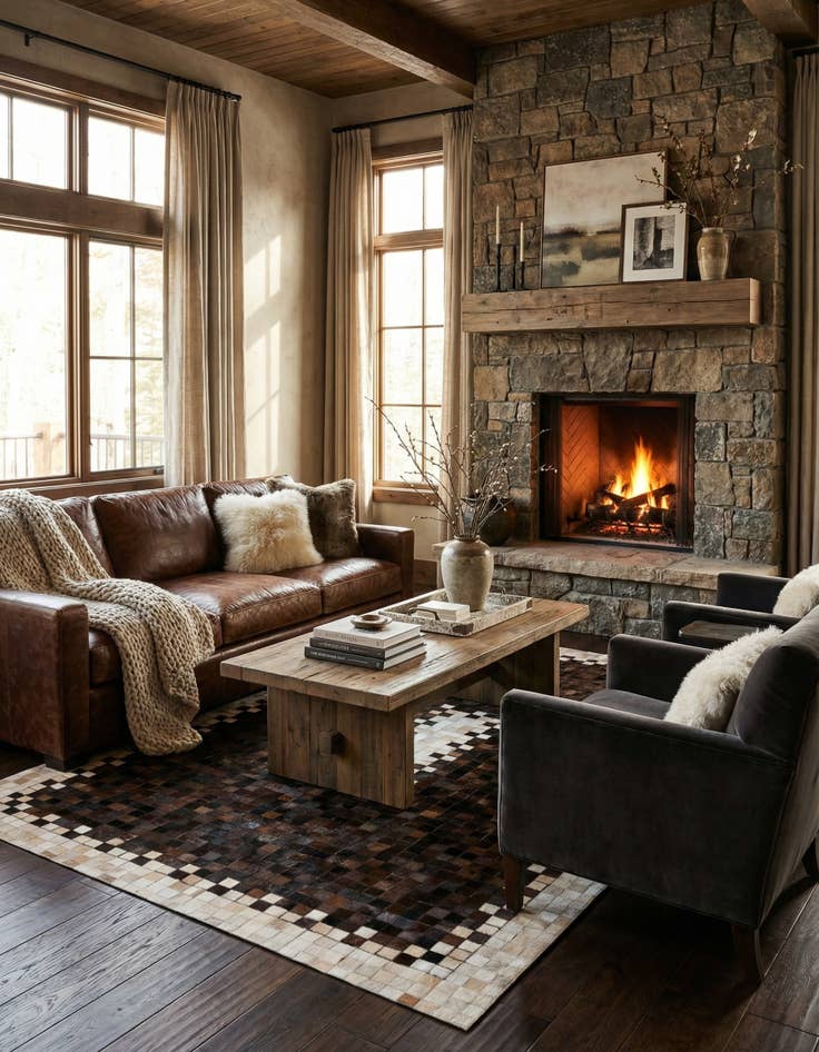 Detail image of 5' 1 x 8' 2 Cowhide Stocks Rug